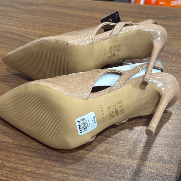 Express Sling back snake print tan heels size 8 - Picture 3 of 5